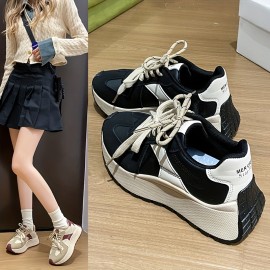 [Synthetic Sneakers] Synthetic Women's Casual Sneakers | Low-Top Lace-Up Design, Slip-Resistant PVC Sole, Breathable Fabric Lining | All-Season Versatile Shoes for Running, Walking, Work & Outdoor Activities