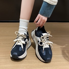 [Synthetic Sneakers] Synthetic Women's Casual Sneakers | Low-Top Lace-Up Design, Slip-Resistant PVC Sole, Breathable Fabric Lining | All-Season Versatile Shoes for Running, Walking, Work & Outdoor Activities