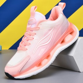 Women's Breathable Mesh Sneakers - Stylish Pink & White Running Shoes with Non-Slip EVA Sole, Comfortable Fabric Lining, and Secure Lace-Up Design for Casual or Athletic Wear, Allseason Shoes | Laceup Sneakers | Comfortable Lining