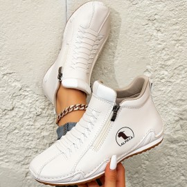 Women'S Fashion Zipper Slip-On Sneakers - Casual Outdoor Shoes with Durable Non-Slip Rubber Sole, Comfortable Walking Shoes Available in Sizes 6-9, All-Season Wear, Casual Footwear | Zipper Closure | Rubber Sole Sneaker