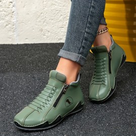 Women'S Fashion Zipper Slip-On Sneakers - Casual Outdoor Shoes with Durable Non-Slip Rubber Sole, Comfortable Walking Shoes Available in Sizes 6-9, All-Season Wear, Casual Footwear | Zipper Closure | Rubber Sole Sneaker