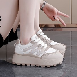 Women'S Lightweight Sneakers - All-Season Lace-Up Walking Shoes, Minimalist White & Black Accent Design, Cushioned TPU Sole for Running, Gym, Everyday - Synthetic Cover Upper Casual Shoes for Women & Teens, Gym Footwear, Sleek Shoe Design, Fabric Lined Interior, Sporty Footwear, Durable Construction, Versatile Footwear, Teen Fashion, Gym Trainers, Sporty Sneakers, Teen Wear, Casual Footwear, Lifestyle, Comfortable Footwear, Teenage Style, Trendy Footwear