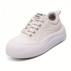 Women's Casual Fashion Sneakers Low Top Lace-Up Walking Shoes with Lightweight TPU Sole and Fabric Insole - Solid Color All-Season Comfort Footwear