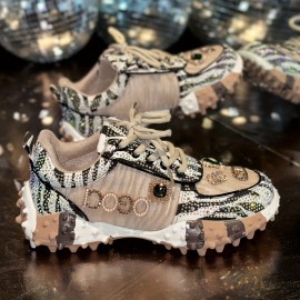 Women'S Fashion Sneakers - Thick-Soled Wedge Shoes with Glitter Upper, Durable Rubber Sole - Breathable Fabric Upper - All-Season Casual White Shoes for Casual Attire - Perfect Holiday Gift, Sneaker For Women, Stylish Sneaker For Women, Shoe For Women