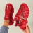 Women'S Red Glittery Platform Sneakers - Trendy Thick Sole, Comfortable & Easy to Wear, Lace-Up Low-Top Design with Round Toe, PU Cover Upper & Rubber Sole for All-Season Fashion, Ladies Sneakers, Shoe/sneaker For Women