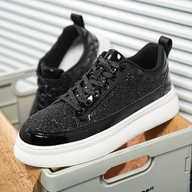 Women'S Golden Glitter Sneakers - Breathable Mesh Low-Top Casual Shoes with Non-Slip Rubber Sole, Comfortable Soft Fabric Lining for Outdoor Running, Tennis, and Casual Attire, Ladies Sneakers