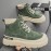 [Comfortable Sneakers] Comfortable Olive Green Men's High-Top Sneakers | Durable Non-Slip Platform Sole, Casual Lace-Up Shoes for Outdoor Activities, Workout, and Casual Attire