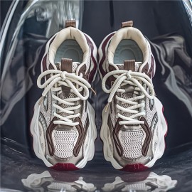 Men'S Fashion Sneakers - Casual Sports Shoes for Running, Hiking & Daily Wear, All-Season Low Top Lace-Up with Round Toe, Fabric Upper & Inner, PVC Sole, Solid Color