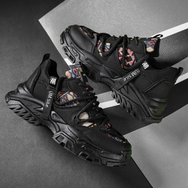 Men's Fashion Dad Shoes - Casual & Athletic Sneakers with Mesh Upper, Breathable Design, White & Multicolor Pattern, Comfortable for Casual Attire, Running, and Sports