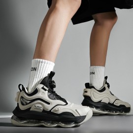 [Casual Sneakers] High-Top Sneakers, Men's Casual Lace-Up Basketball Shoes with Air Cushion | Rubber Sole, Low Top, All-Season Comfort Sneakers, Casual Basketball Shoes