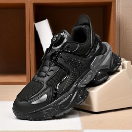 Men's Futuristic Rotating Buckle Dad Sneakers - Breathable Mesh Streetwear Shoes with Cushioned Rubber Sole, All-Season Comfort & Round Toe Design for Casual Wear, Casual Streetwear Shoes | Futuristic Sneakers | Breathable Design
