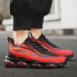 Men'S Low-Top Casual Sneakers with Air Cushion Technology - Breathable Fabric Upper, Red & Black Design, EVA Sole for All-Season Comfort, Everyday Shoes | Sleek Shoe Design | Air Cushion Shoes