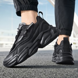 Men's Breathable Lightweight Running Platform Shoes, Outdoor Athletic Walking Shoes, Men's Lace Up Sneakers, Spring And Summer