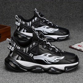 Men'S & Women'S Low-Top Sneakers - Black/White/Red Accent Lace-Up Shoes, Synthetic Cover Upper & Cushioned Rubber Sole for Gym, Everyday, Formal - All-Season Comfortable Casual Shoes, Gym Footwear, Sleek Shoe Design, Fabric Lined Interior, Durable Traction Footwear, Sporty Design, Breathable Fabric, Unisex Footwear, Active Lifestyle