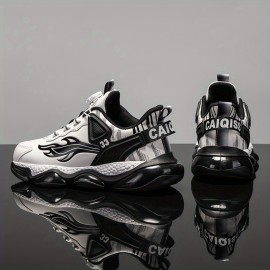 Men'S & Women'S Low-Top Sneakers - Black/White/Red Accent Lace-Up Shoes, Synthetic Cover Upper & Cushioned Rubber Sole for Gym, Everyday, Formal - All-Season Comfortable Casual Shoes, Gym Footwear, Sleek Shoe Design, Fabric Lined Interior, Durable Traction Footwear, Sporty Design, Breathable Fabric, Unisex Footwear, Active Lifestyle