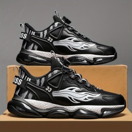 Men'S & Women'S Low-Top Sneakers - Black/White/Red Accent Lace-Up Shoes, Synthetic Cover Upper & Cushioned Rubber Sole for Gym, Everyday, Formal - All-Season Comfortable Casual Shoes, Gym Footwear, Sleek Shoe Design, Fabric Lined Interior, Durable Traction Footwear, Sporty Design, Breathable Fabric, Unisex Footwear, Active Lifestyle