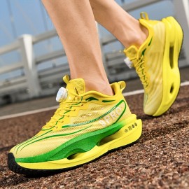 Men's Casual Sneakers - Breathable Fabric Upper, Lightweight EVA Sole, Vibrant Yellow & Green Colorway, Low-Top Lace-Up Design for All-Season Comfort & Casual Attire, Allseason Shoes, Modern Sneakers, Durable Traction Shoes, Walking Shoes, Sporty Style, Comfortable Fit, Versatile Footwear, Urban Wear