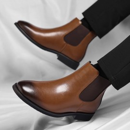 Men'S Slip-On Chelsea Boots - Winter Warm Thermal Insulated Anti-Slip Shoes with Non-Slip Rubber Sole, Slip-Resistant Traction, Easy Slip-On Closure - Black Boots for Cold Weather, Everyday & Formal Use - Durable Synthetic Construction, Winter Boots, Cold Weather Footwear, Sleek Boot Design, Microfiber Upper, Outdoor Footwear, Casual Footwear, Highquality Footwear, Urban Commuters, Thick