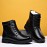 Men's Solid Color Lace-Up Short Boots, Microfiber Synthetic Upper, Fabric Inner & Insole, Rubber Sole, with Non-Slip Walking Shoes