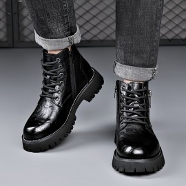 Durable Men's Casual Lace-Up Boots for Everyday Wear and Outdoor Activities - Water-Resistant and Perfect for Any Occasion
