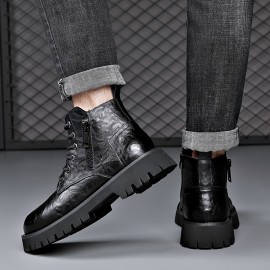 Durable Men's Casual Lace-Up Boots for Everyday Wear and Outdoor Activities - Water-Resistant and Perfect for Any Occasion