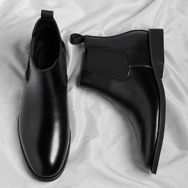 [Easy On/Off Fashion Boots] Plus Size Men's Casual Chelsea Boots - Slip-On Square Toe, Lightweight All-Season Comfort, Faux Cover Upper & Rubber Sole, Round Toe Design for Daily Wear, Outdoor Activities - Easy On/Off Fashion Boots, Outdoor Footwear, Minimalist Style, Durable Construction, Urban Style