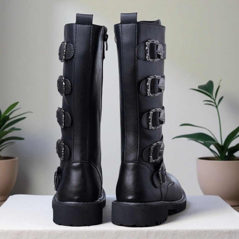Men'S Outdoor Anti-Slip Hiking Boots, Fashionable And Versatile, with a Non-Slip Rubber Sole, Available in 11 Shoe Sizes, Suitable for All Seasons, Perfect for Male Wear, Hiking Boots, Boot With Buckle For Men, Metal Boot For Men, Goth Boot, High Boot With Side Buckle, Shoe Beside Have A Wallet Pocket, Men Boot, Men Shoe