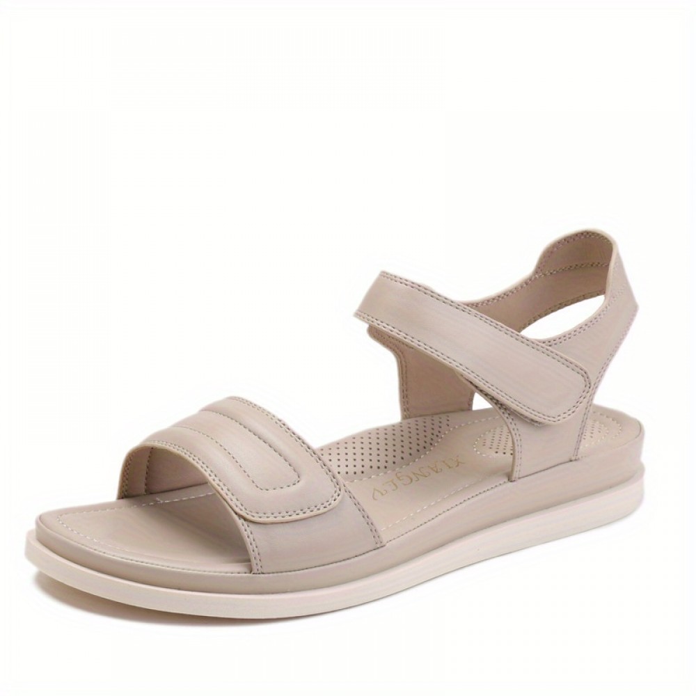 Summer Women'S Flat Sandals - Non-Slip Comfortable Beach Slippers with Adjustable Straps, Open-Toe Design & Microfiber Upper, TPR Sole for Travel, Casual & Outdoor Wear, Strappy Sandals, Comfortable Footwear, Breathable Fabric Insole