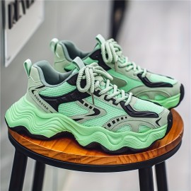 Men'S Fashion Sneakers - Casual Sports Shoes for Running, Hiking & Daily Wear, All-Season Low Top Lace-Up with Round Toe, Fabric Upper & Inner, PVC Sole, Solid Color