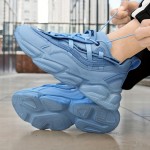 Men's Breathable Lightweight Running Platform Shoes, Outdoor Athletic Walking Shoes, Men's Lace Up Sneakers, Spring And Summer