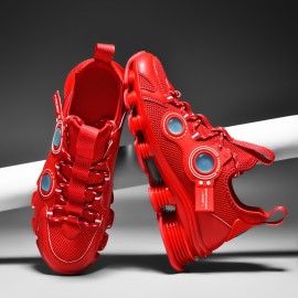 [Lightweight Sneakers] Vaan los Men's Lightweight Running Sneakers | Breathable Mesh Upper, Shock-Absorbing Blade Sole, Stylish Outdoor Sneakers for All Seasons, Casual & Sporty Design, Breathable Running Shoes | Lowtop Sneakers | Shockabsorbing Design - Red