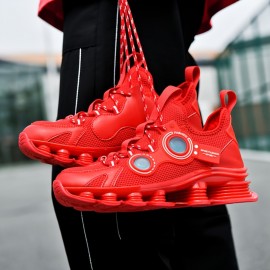 [Lightweight Sneakers] Vaan los Men's Lightweight Running Sneakers | Breathable Mesh Upper, Shock-Absorbing Blade Sole, Stylish Outdoor Sneakers for All Seasons, Casual & Sporty Design, Breathable Running Shoes | Lowtop Sneakers | Shockabsorbing Design - Red