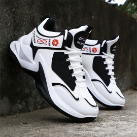 Men'S High-Top Sneakers - Lightweight Running Shoes with Non-Slip Rubber Sole, White & Red Accent Sneakers for Gym, Hiking, Everyday - All-Season Lace-Up Gym Shoes for Men, High Top Sneakers, Hiking Footwear, Sleek Sporty Design, Breathable Fabric Lining, Sporty Look, Durable Construction, Versatile Footwear, Active Lifestyle