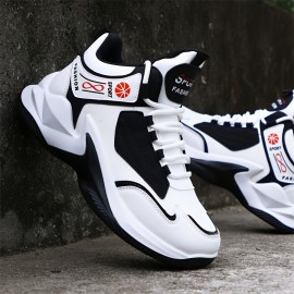 Men'S High-Top Sneakers - Lightweight Running Shoes with Non-Slip Rubber Sole, White & Red Accent Sneakers for Gym, Hiking, Everyday - All-Season Lace-Up Gym Shoes for Men, High Top Sneakers, Hiking Footwear, Sleek Sporty Design, Breathable Fabric Lining, Sporty Look, Durable Construction, Versatile Footwear, Active Lifestyle