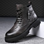 Durable Men's Casual Lace-Up Boots for Everyday Wear and Outdoor Activities - Water-Resistant and Perfect for Any Occasion