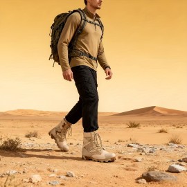 Men's Soft Sole Anti-Slip Hiking Boots, Outdoor Combat Boots