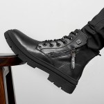 Men's Slip-Resistant Chunky Platform Ankle Boots with Thick Rubber Sole - Upper, Round Toe & Low-Top Design for Casual, Wedding & Semi-Formal Wear - All-Season Versatile Black Boots (Easy-Clean, Durable), Ankle Boots for Men, Mens Ankle Boots, High Top Shoes for Men, Shoes for Man, Casual Shoes for Men, Everyday Footwear, Stylish Footwear, Quality Construction, Easyclean Material, Urban Style