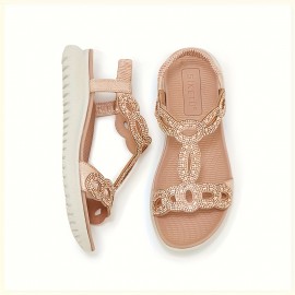 Women's Beige Sandals - Slip-On Open-Toe Beach Shoes with Ankle Strap, Lightweight Cushioned EVA Insole & Arch Support MD Outsole for Summer, Casual, Formal, Vacation - Synthetic Cover Sandals, Summer Footwear, Elegant Design, Breathable Material, Travel Essentials