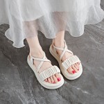 Women'S Stylish White Open-Toe Flat Sandals with Adjustable Straps - Slip-On Summer Slippers, Comfortable Rubber Sole, Perfect for Casual or Dressy Outfits, Casual Footwear | Adjustable Sandals | Synthetic Cover Sandals