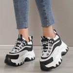 Women's Colorblock Chunky Sneakers, Casual Lace Up Outdoor Shoes, Comfortable Platform Low Top Shoes