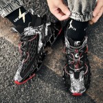 Men'S Lightweight Breathable Sneakers - Stylish Black & Red Wing Design, Comfortable Low-Top Lace-Up Shoes for Casual & Sporty Wear, All-Season Versatile Footwear, Sneakers | Wingtip Design | EVA Sole Sneakers